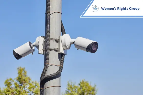 Surveillance cameras installed on a street pole